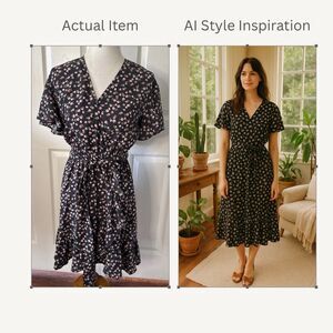 Lauren Conrad Womens Dress Small Black Floral Cottagecore Fairy Grunge Ruffle